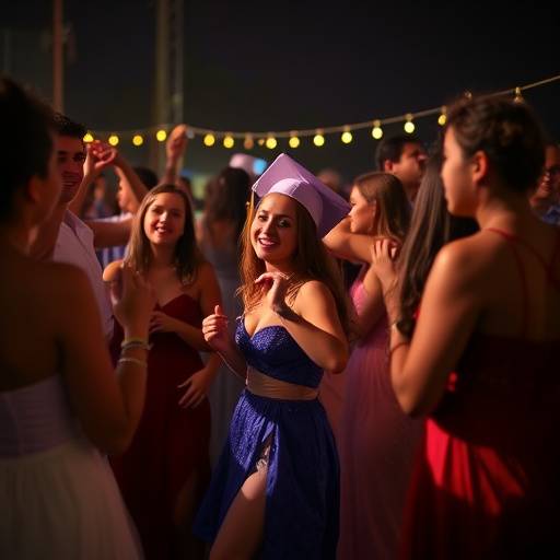 Cobertura de um baile de formatura com os formandos danäando e celebrando a conquista na Bahia.