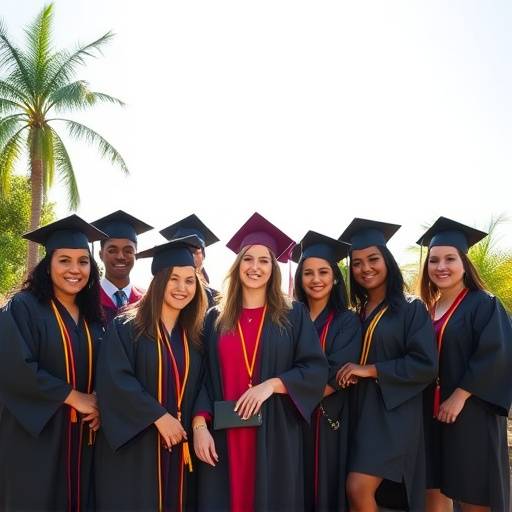 Formatura de direito com os formandos posando para uma foto em grupo na Bahia.
