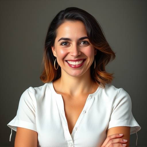 Retrato de Mariana Alves, co-fundadora e fotógrafa principal do FotoArte Estüdio, sorrindo.